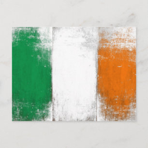vykort med Grungy Vintage Irish Flagga