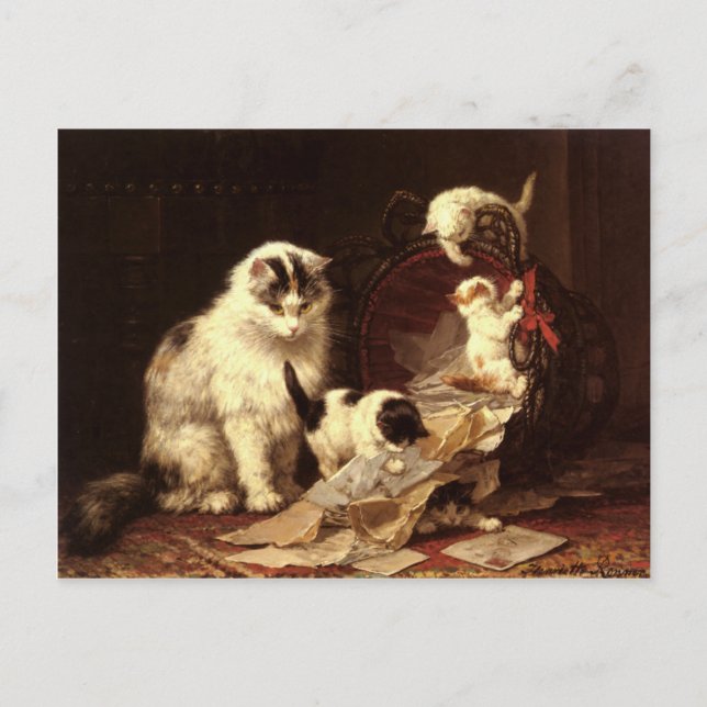 vykort med Henriette Ronner-Knip-målning (Framsida)