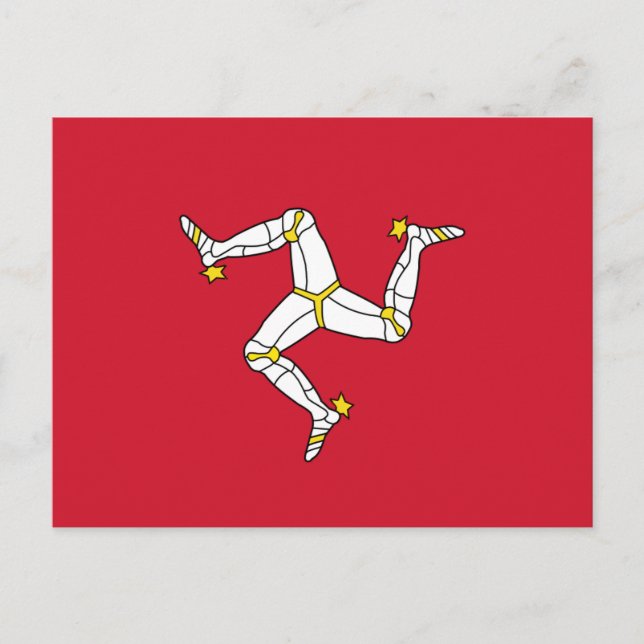 vykort med Isle of Man Flagga, Förenade kungariket (Framsida)