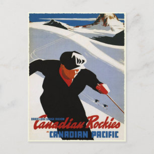 Vykort med kanadensisk Rockies Ski-utskrift