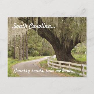 Vykort med landsvägar i South Carolina