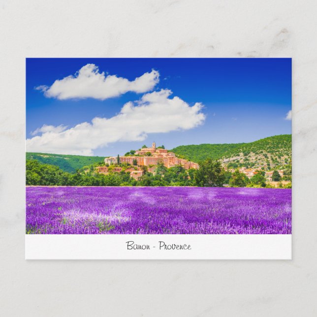 vykort med lavender i Banon Provence (Framsida)