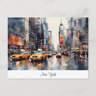 Vykort med New York City, målad landskap.