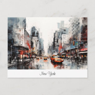 Vykort med New York City, målat landskap.