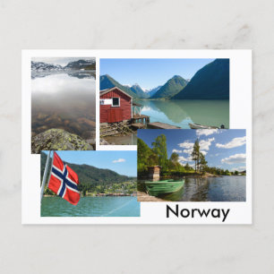 Vykort med olika landskap i Norge