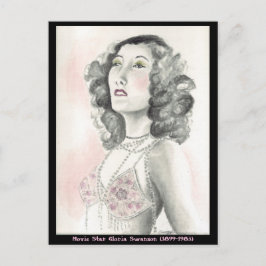 vykort med originaldel av Gloria Swanson