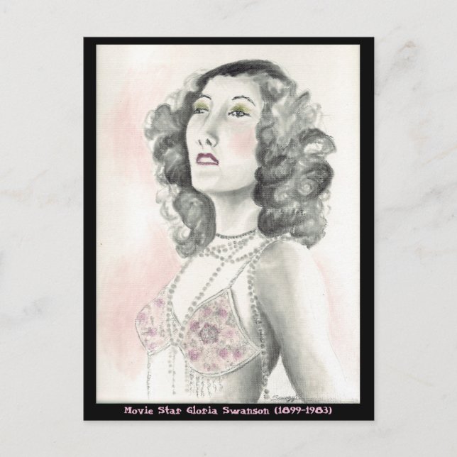 vykort med originaldel av Gloria Swanson (Framsida)