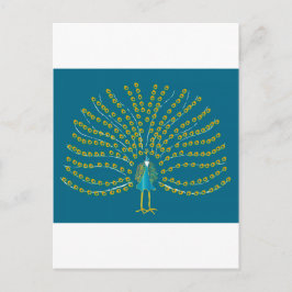 Vykort med påfågelillustrationen