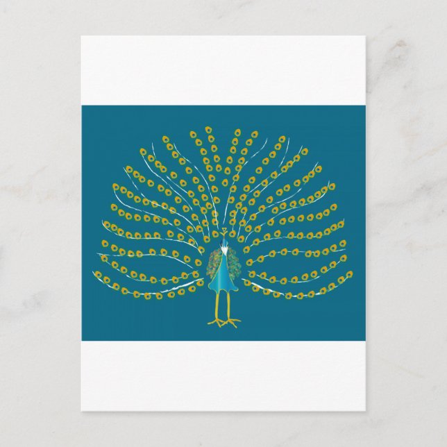 Vykort med påfågelillustrationen (Framsida)