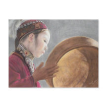 Vykort med pastell av afghansk flicka