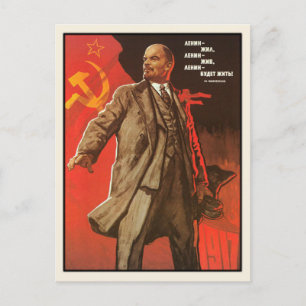 Vykort med Retro Lenin Poster Skriv ut