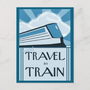 Vykort med Retro Tåg Travel Poster-bild