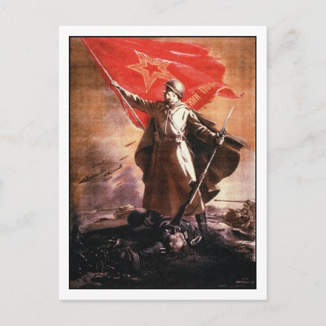 Vykort med rysk WWII-propagandautskrift (Framsida)