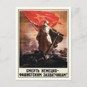 Vykort med rysk WWII-propagandautskrift