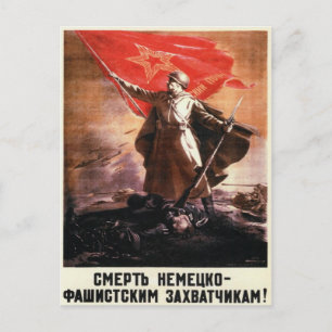 Vykort med rysk WWII-propagandautskrift
