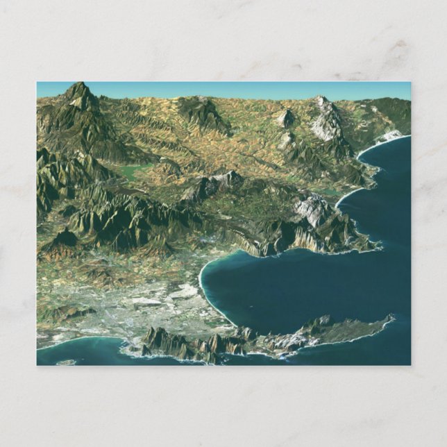 Vykort med satellitbild över Kapstaden (Framsida)