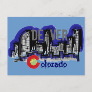 Vykort med siluett av Denver Colorado