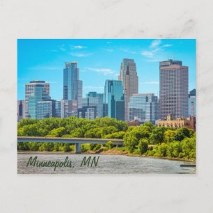 Vykort med siluett av Minneapolis, MN