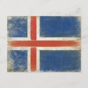 Vykort med slitna flaggan från Island