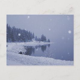 Vykort med snöfall vid havet