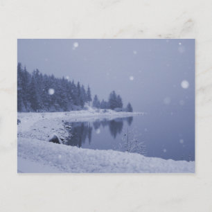 Vykort med snöfall vid havet