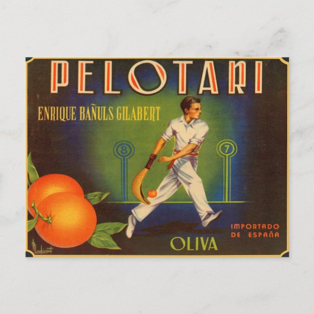 Vykort med spanska Låda-etiketter Skriv ut för oli (Framsida)