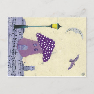 vykort med svampkammare, lamp Post, katt