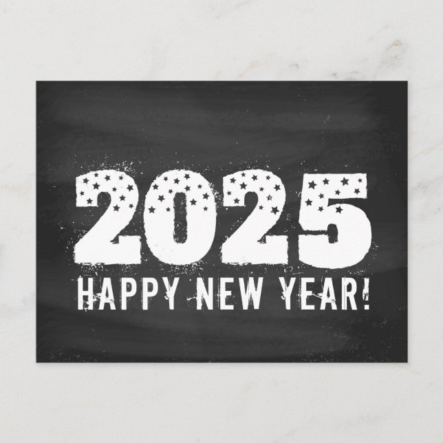 Vykort med texten 2025 på kartong. Nytt år (Framsida)