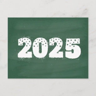 Vykort med texten 2025 på kartong. Nytt år