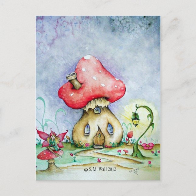 Vykort med Toadstool House, Fairy and Lamp-post (Framsida)