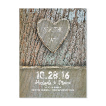 Vykort med utskuret hjärta på träd, rustic save th