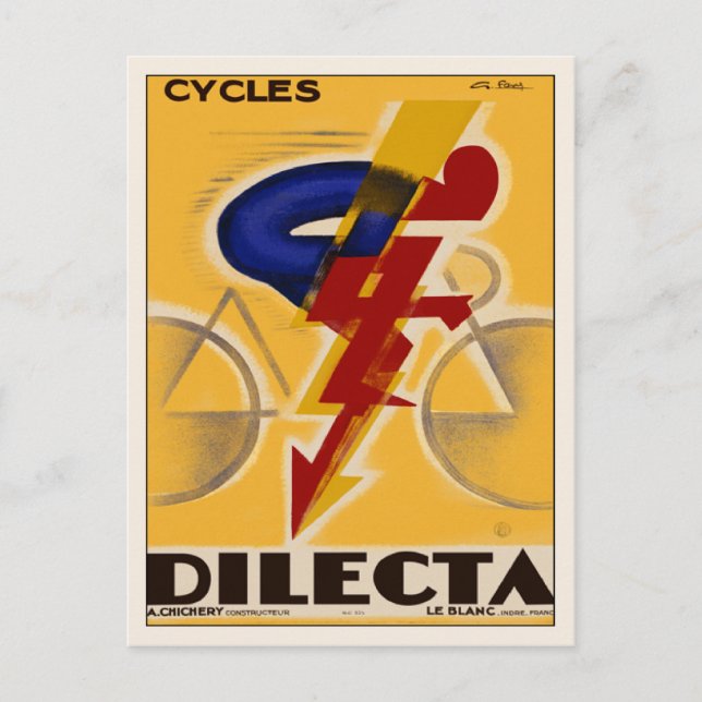 Vykort med Vintage Bicycle Poster Skriv ut (Framsida)