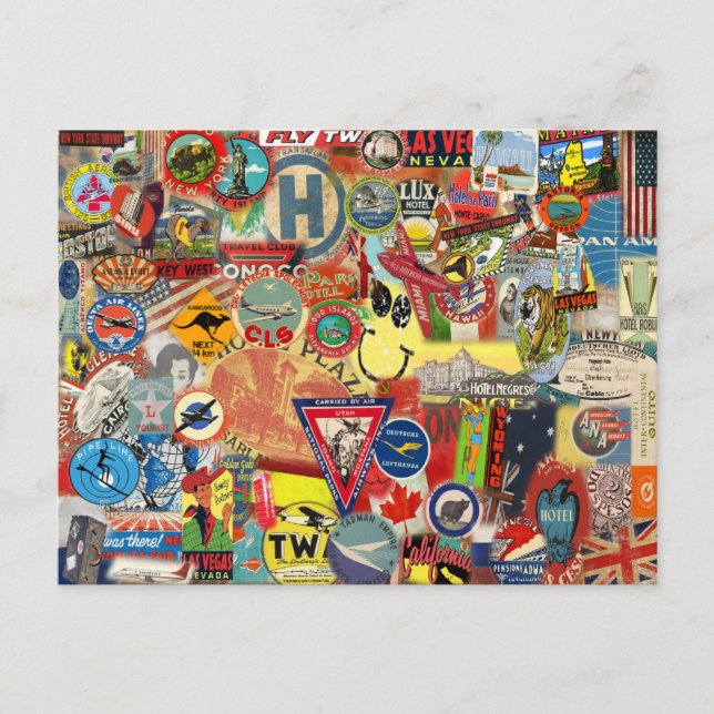 Vykort med Vintage Flaggor och fästen (Framsida)