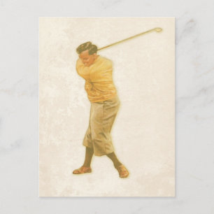 Vykort med Vintage Golf Player