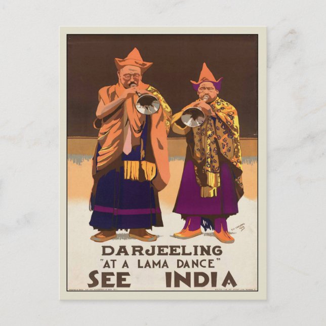 Vykort med Vintage Indien Poster utskrift (Framsida)
