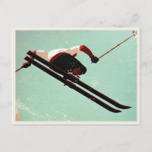 Vykort med Vintage Ski Bum-utskrift
