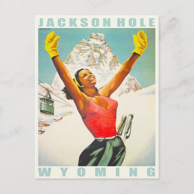 Vykort med Vintage-skidutskrift från Aspen (Framsida)