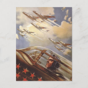 Vykort med Vintage USSR Luft Force Propaganda