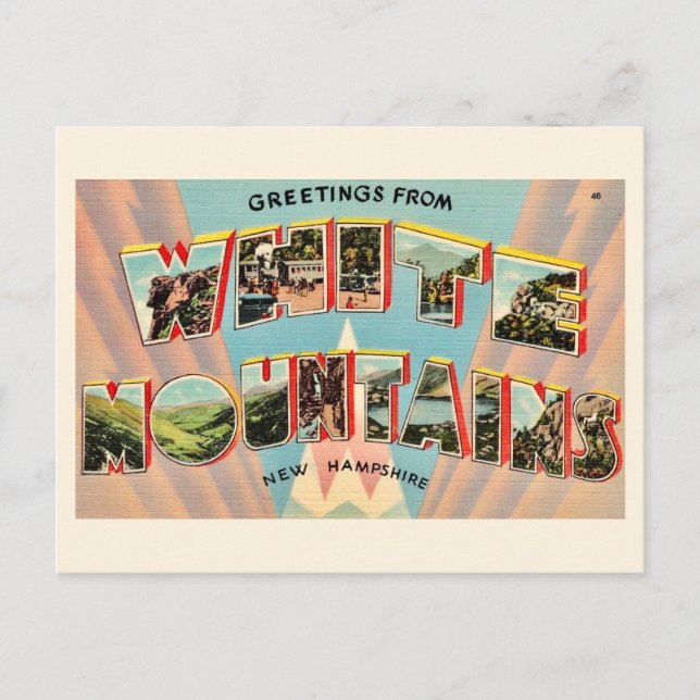 Vykort med Vita bergen i NH (Framsida)