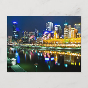 vykort Melbourne, Australien nattetid