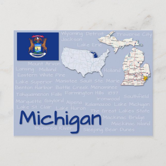 vykort "Michigan" (Framsida)