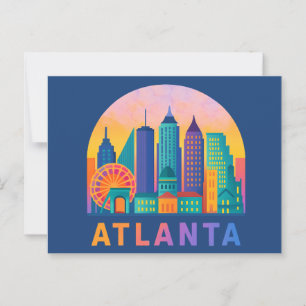 vykort Modern Atlanta Georgia Skyline Blue