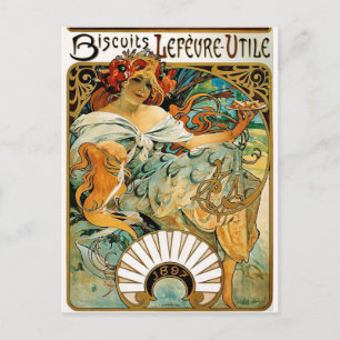 vykort: Mucha - Biscuits Lefevre Utile Vykort