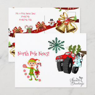 Vykort North Pole Snögubbe Elf