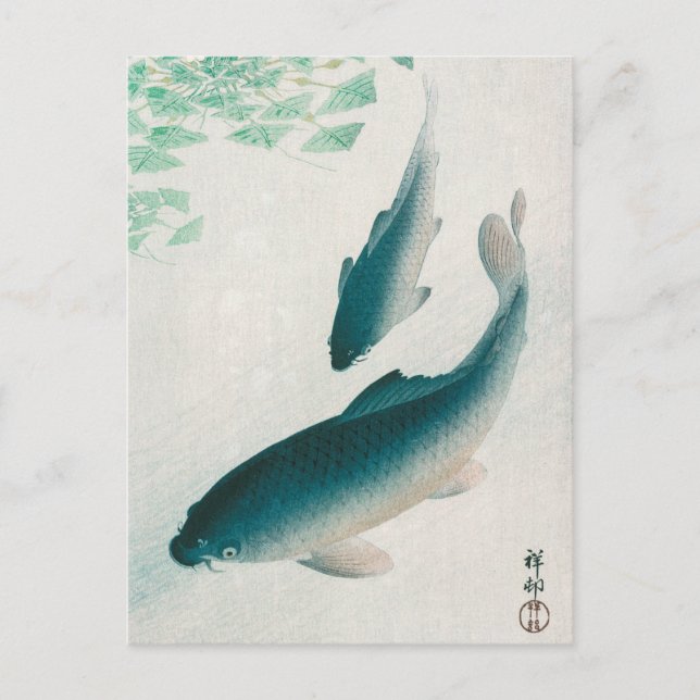 VYKORT: OHARA KOSON : CARP/KOI 1926 VYKORT (Framsida)