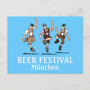 Vykort ÖL FESTIVAL München Dansande Lederhosen