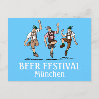 Vykort ÖL FESTIVAL München Dansande Lederhosen