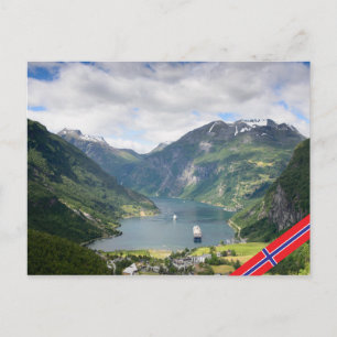 Vykort över Geirangerfjorden i Norge