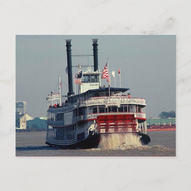 vykort Paddle Steamer Natchez New Orleans LA (Framsida)
