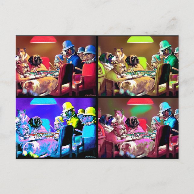 vykort: Poker Hundar Pop Art Vykort (Framsida)
